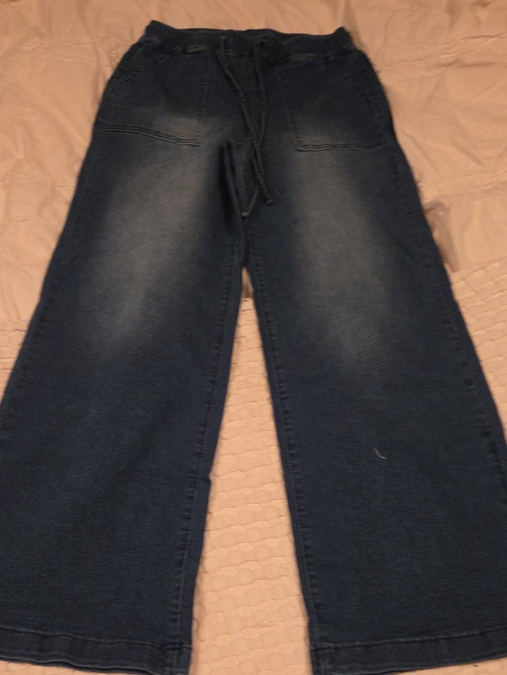 Wide Leg Dark Blue Denim Pants